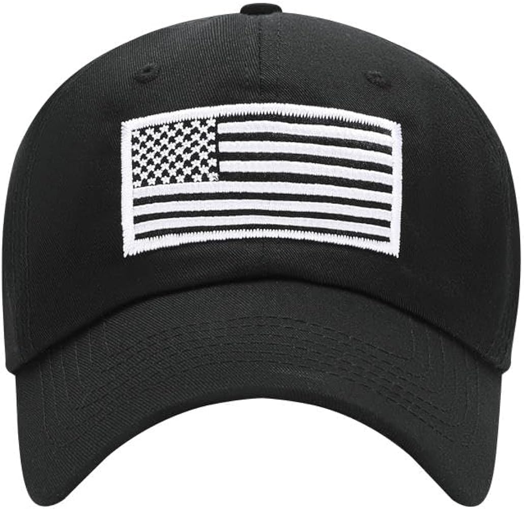 American Flag Hats for Men Women Low Profile USA Baseball Cap Outdoor Dad Hat Black