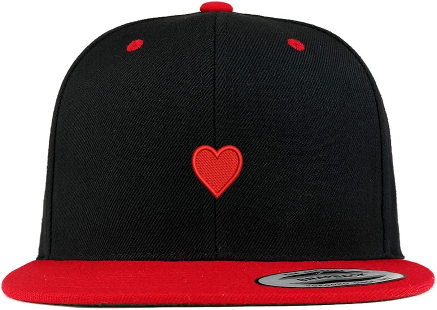 Trendy Apparel Shop Emoticon Heart Embroidered Premium 2-Tone Flat Bill Snapback Cap