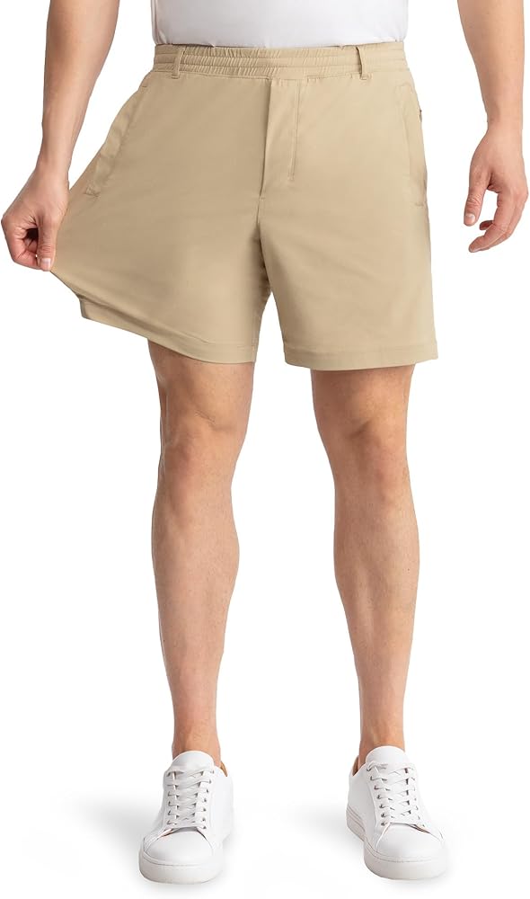 birddogs Mens Khaki Shorts – Casual, Slim Fit, Stretch Short with Built-in Liner for Comfort – Regular Length, 7” Inseam