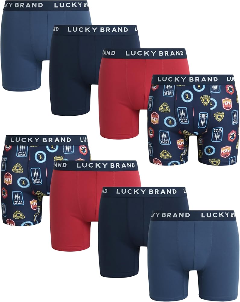 Lucky Brand Men's Boxer Briefs – 8 Pack Soft Stretch Performance Boxers for Men - Active Sport Men's Underwear Boxers (S-XL)