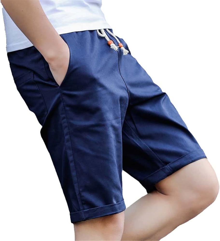 Men's Summer Shorts Casual Solid Color Solid Cotton Five-Point Pants Thin Straight-Leg Beach Shorts