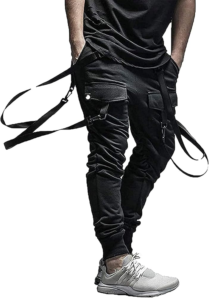 XYXIONGMAO Men's Futuristic Clothing Cargo Joggers Baggy Pants Gothic Techwear Streetwear Hip Hop Pants Cargo Pants for Men