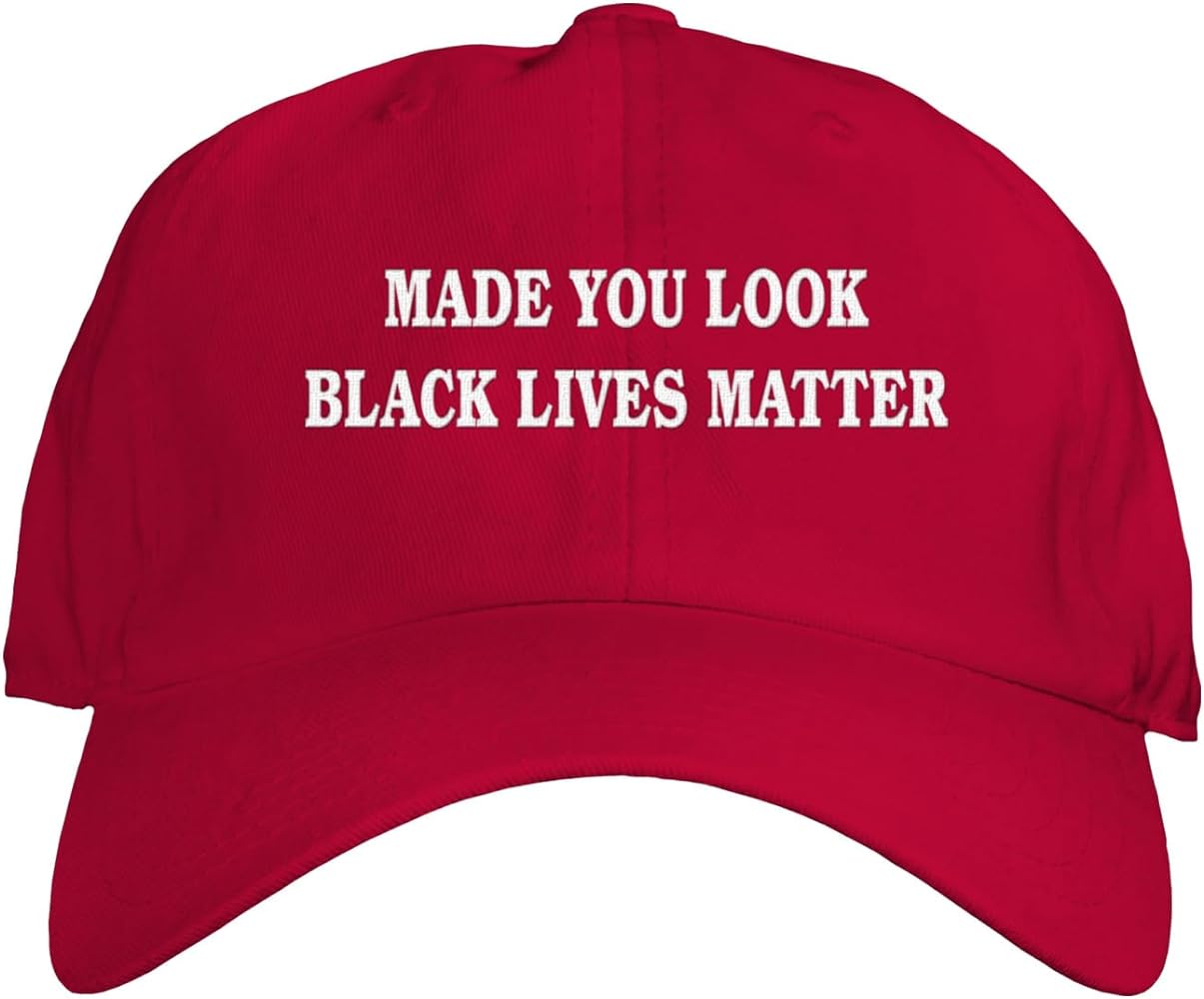 Function - Made You Look Black Lives Matter Red Hat Embroidered Adjustable BLM Mens Womens Unisex Equality Anti Racism