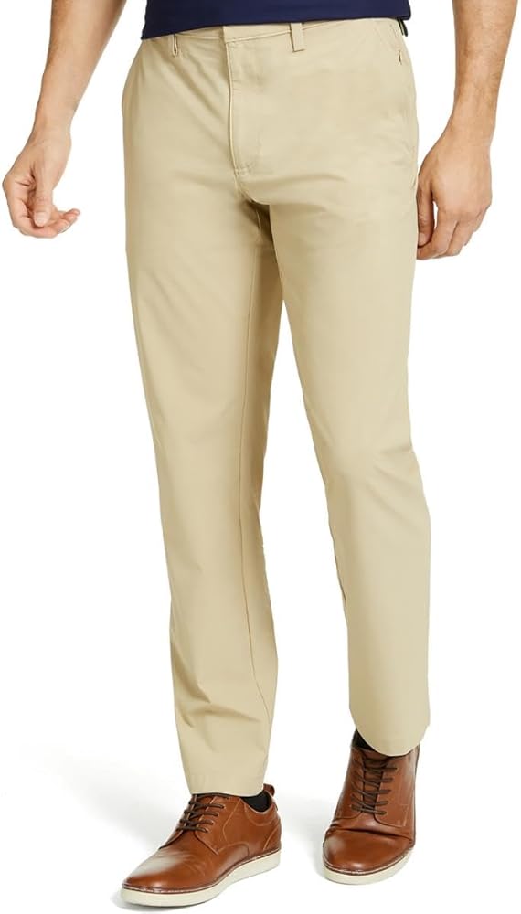 Club Room Mens Performance Mid-Rise Straight Leg Pants Beige 36/32