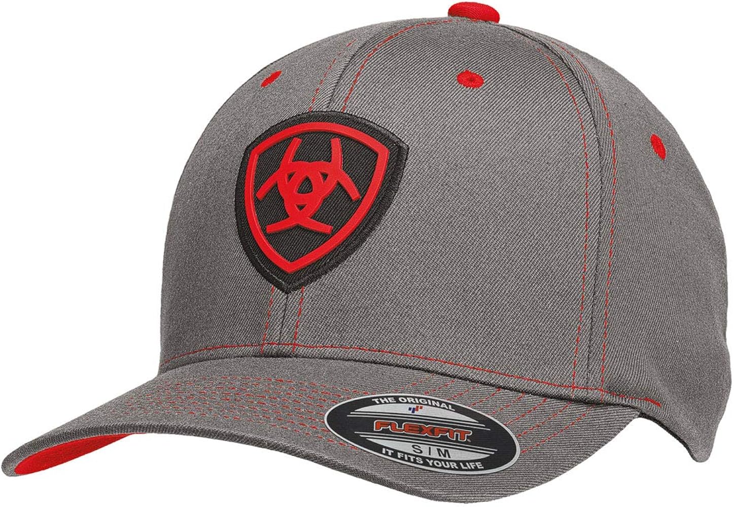 Ariat Men's Gray Red Flex Fit Hat