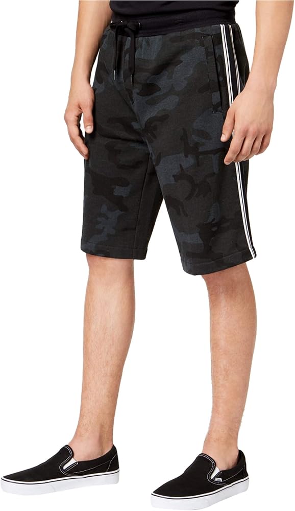 Mens Varsity Camo Casual Walking Shorts, Black, Small