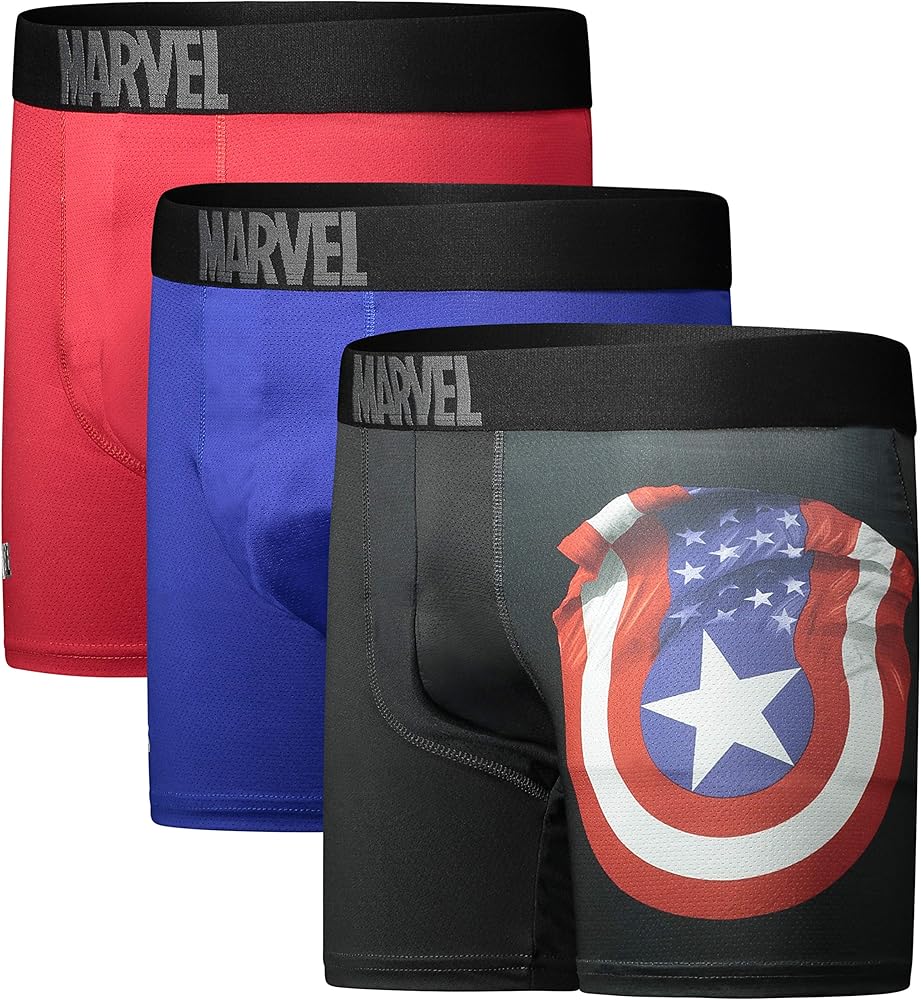 Captain America Performance Mesh Underwear Boxer Briefs 3-Pair Pack