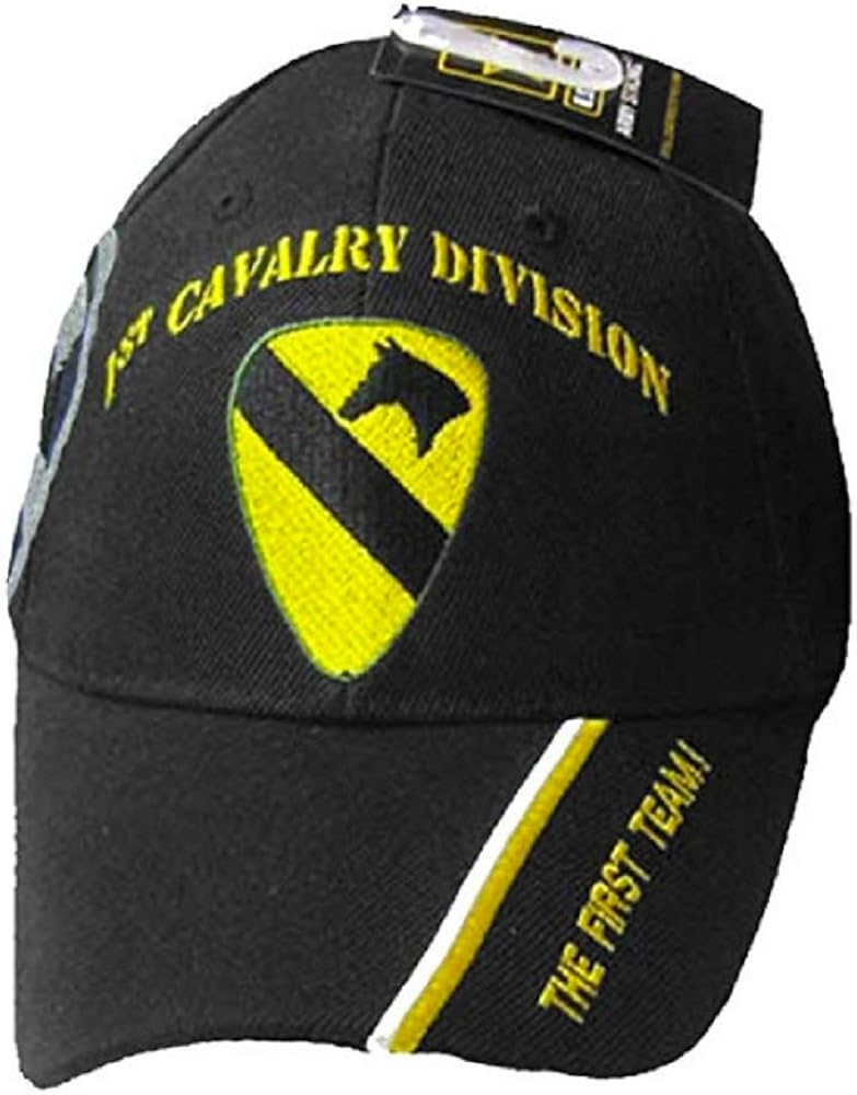 1st Cavalry Division Black Embroidered Baseball Cap USA First Team Vet Armyseal Hat