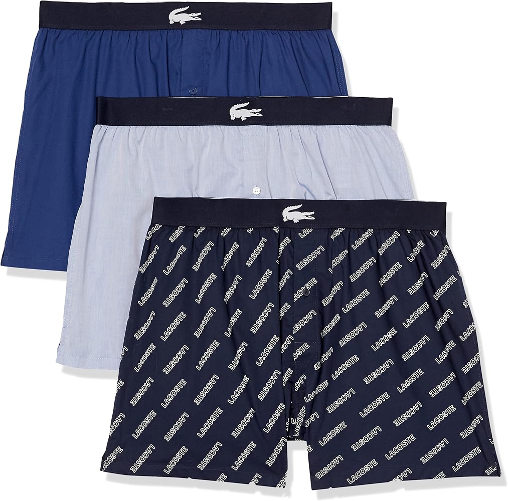 Lacoste Men's 3-Pack Authentics All Over Print Woven Boxers