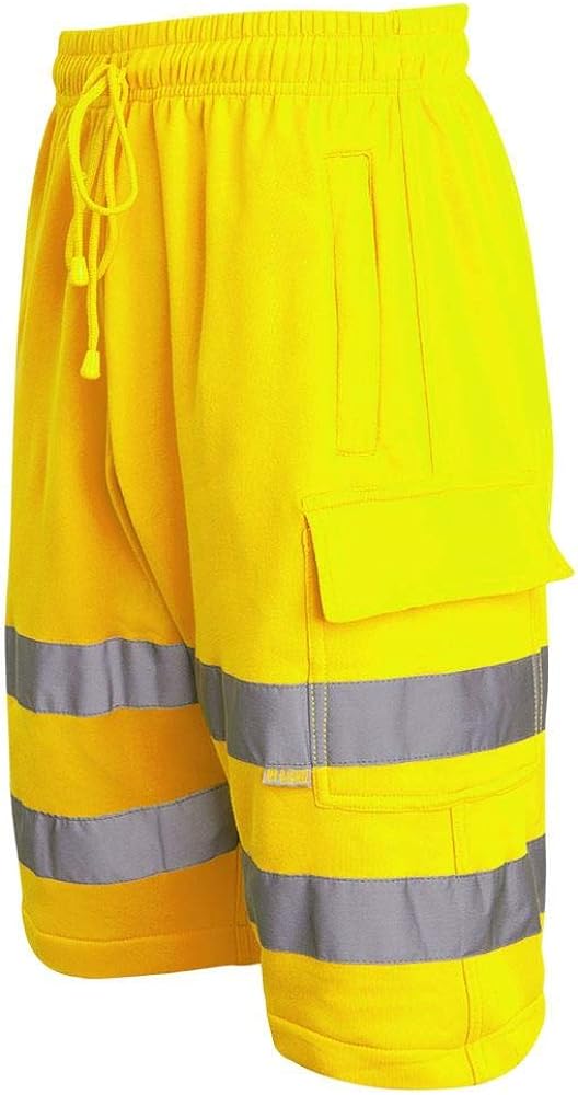 Mens Hi Viz Vis Visibility Combat Style Cargo Pocket Work Wear Shorts