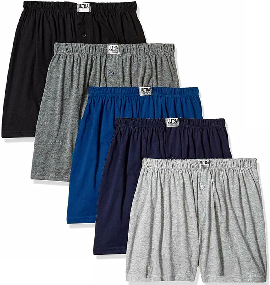 2 Pc Men's Knit Boxer Shorts 100% Cotton Plain Solid Assorted Colors Underwear