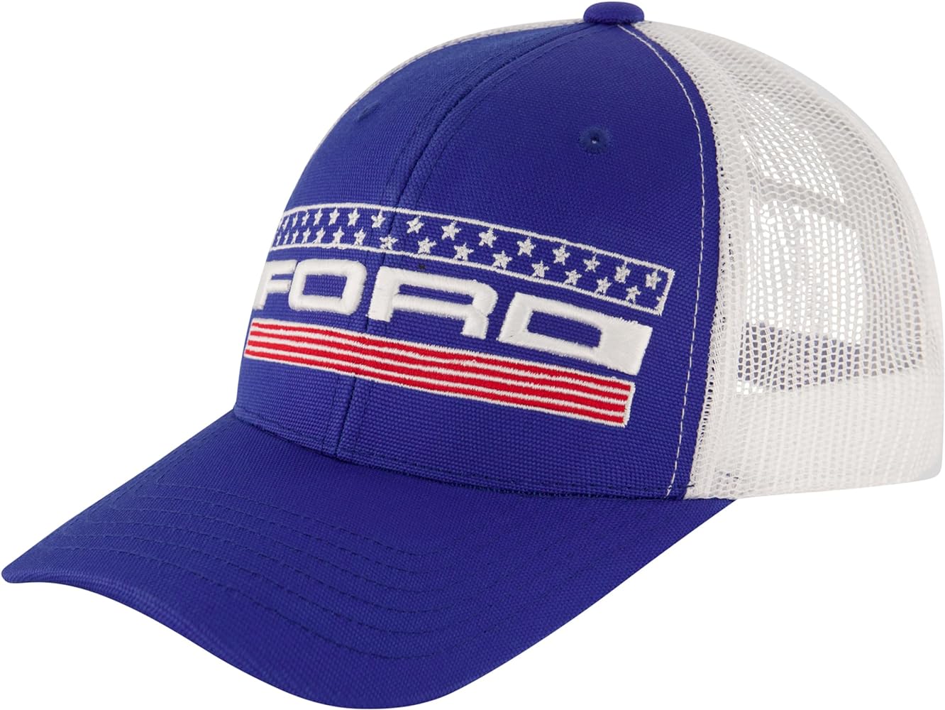 Ford Truck Hat, Logo Mesh Adjustable Snapback Baseball Cap with Curved Brim, Royal Blue, One Size