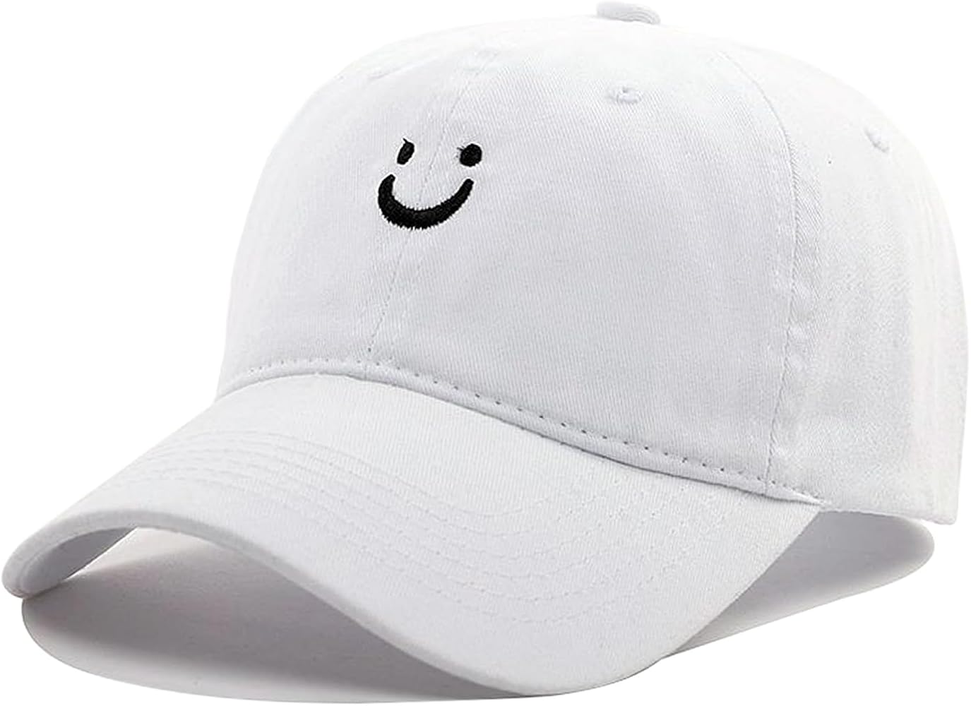 Smile Face Baseball Cap Vintage Distressed Low Profile Unstructured Cotton Dad Hat Adjustable for Women Men