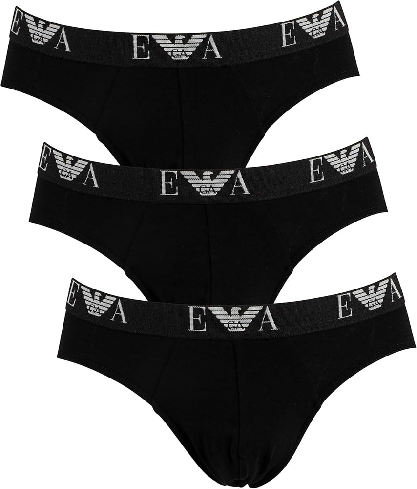 Emporio Armani Men's 3 Pack Briefs, Black, M