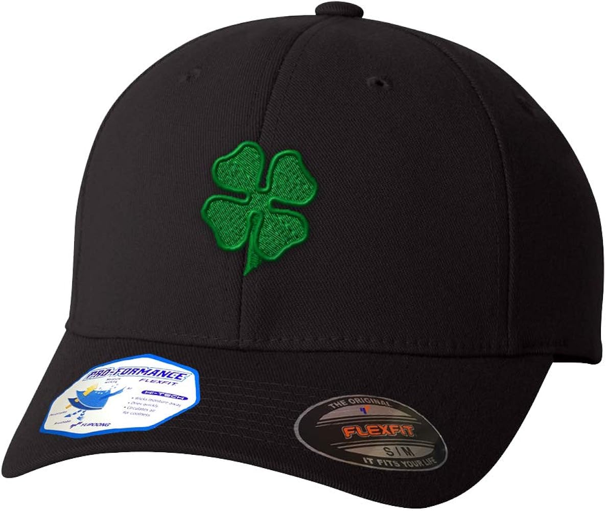 Flexfit Hats for Men & Women 4 Leaf Clover Embroidery St Patrick's Day Polyester Dad Hat Baseball Cap