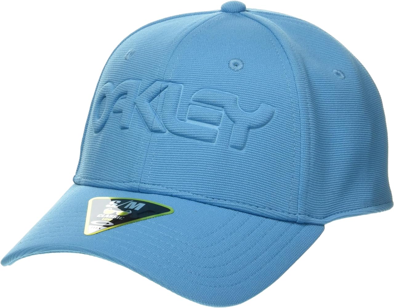 Oakley Men's 6 Panel Stretch Hat Embossed, Bright Blue/Blackout, Small