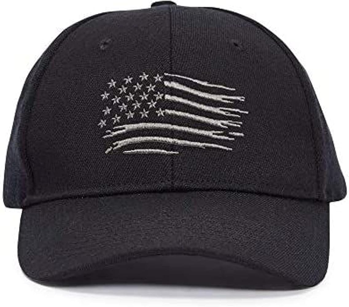 Okuna Outpost Black American Flag Hat for Men with Inner Crown Elastic Band, One Size Fits Most