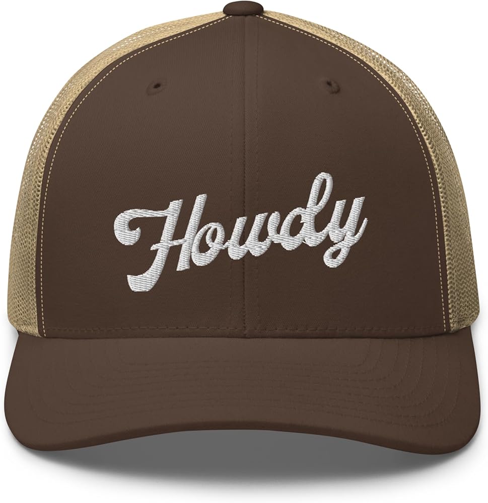 Western Howdy Trucker Hat Mid Crown Curved Bill Cowboy Adjustable Cap