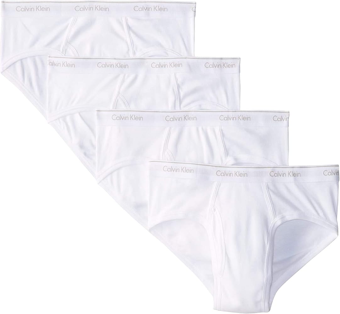 Calvin Klein Men`s Classic Fit Low Rise Briefs, Pack of 4 (White(NP2173-100)/Black, Medium)