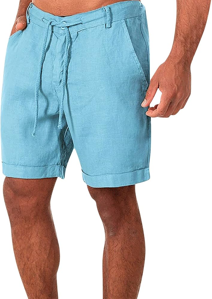 Mens Cargo Shorts Men's Sports Cotton Linen Casual Loose Shorts Pajamas Pocket Jogging Shorts Pants Shorts