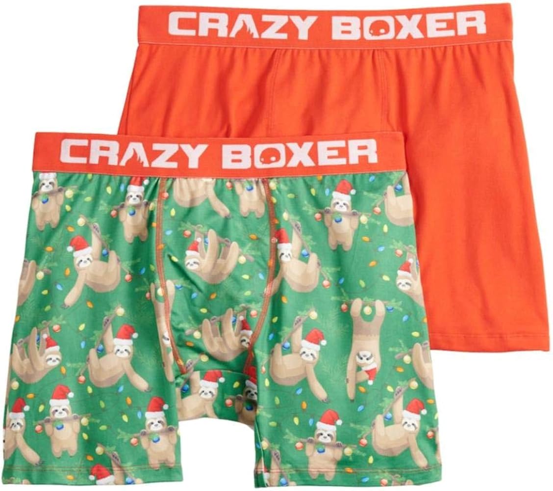 Men's Novelty Holiday Boxer Briefs (Medium, Slothmas)