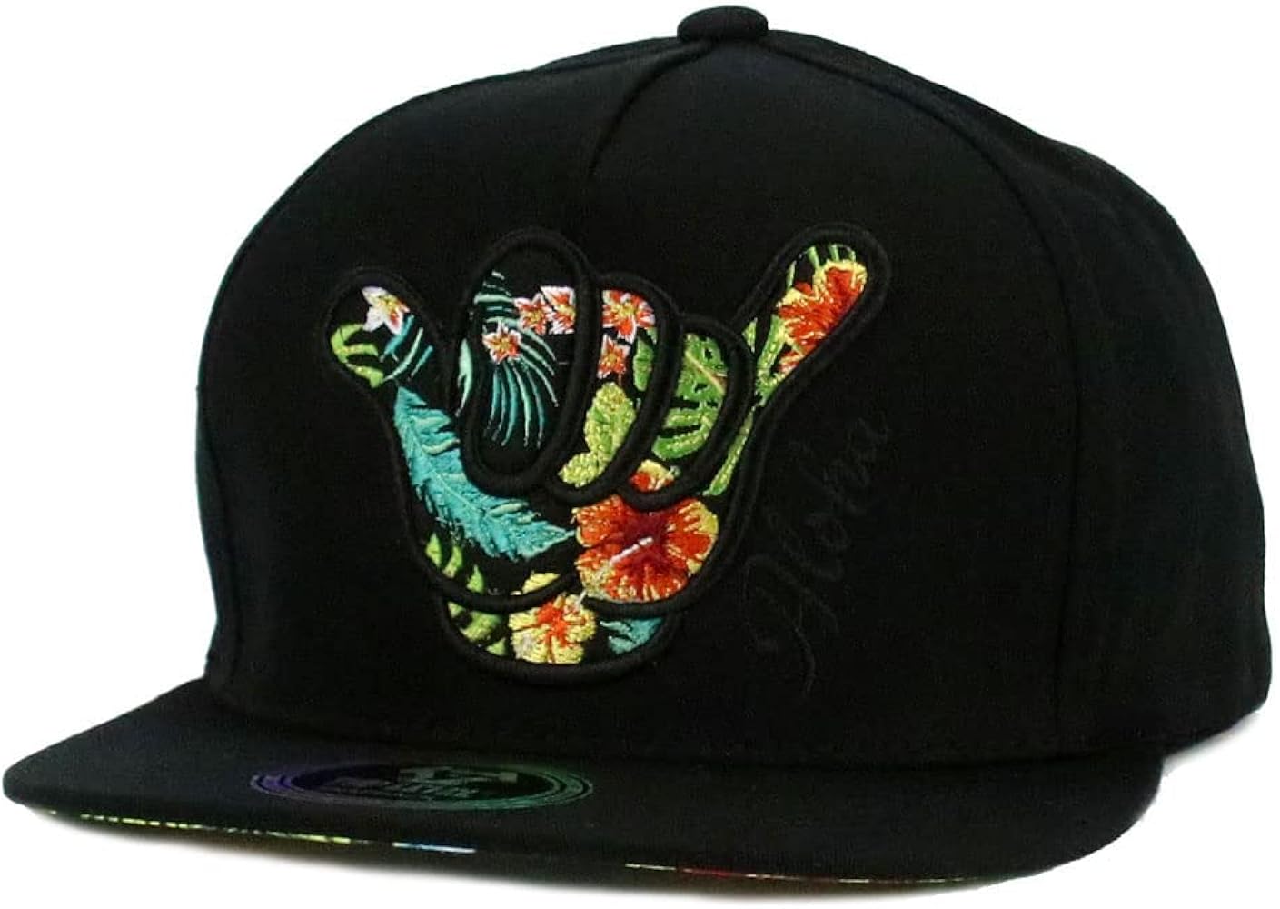 Aloha Hawaii Hat Hawaiian Flower Embroidered Snapback Flat Bill Baseball Cap