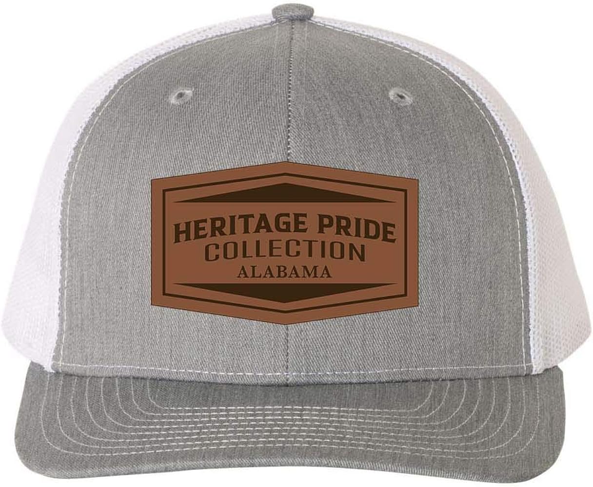 Heritage Pride Heather Grey and White Laser Engraved Leather Patch State Pride Hat