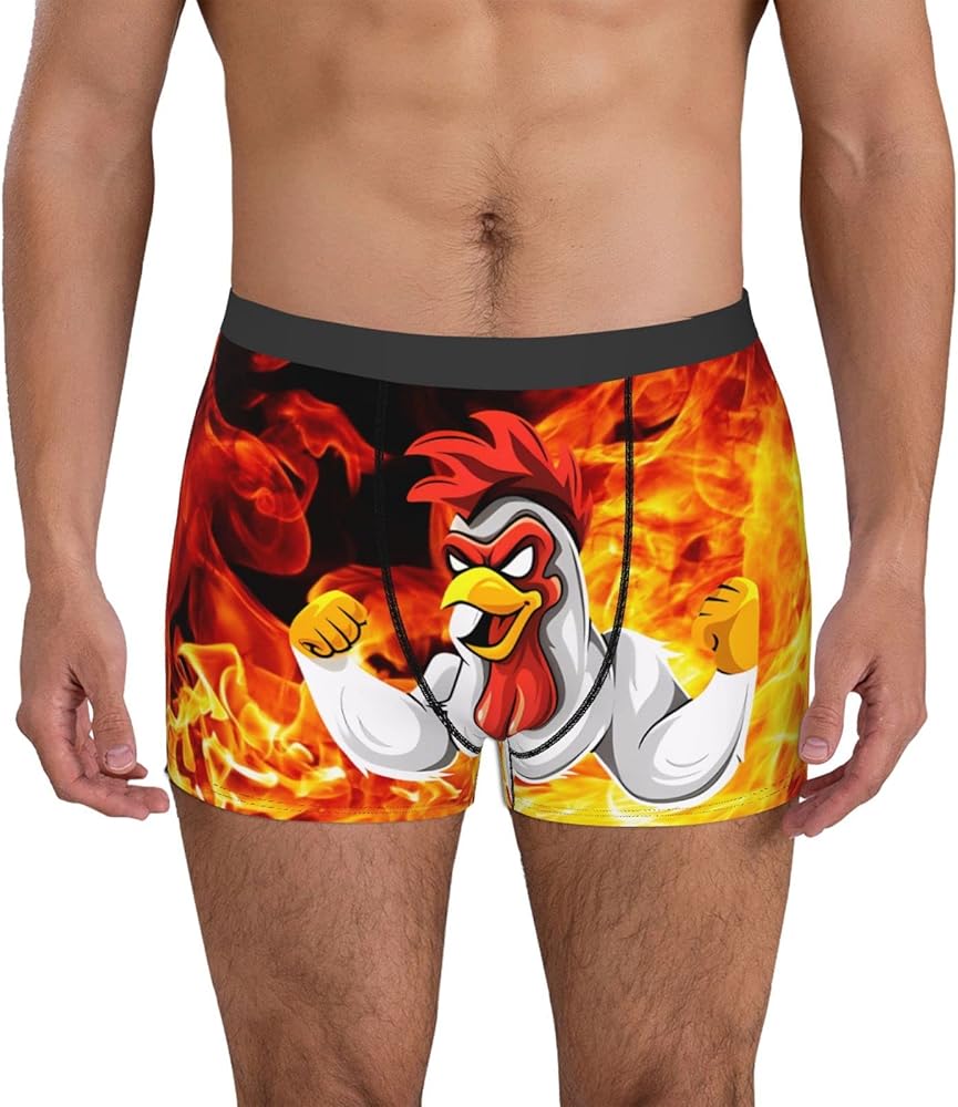 Men'S Underwear Boxer Briefs Rooster Chicken Soft Breathable Stretch Underwear Trunks With Bulge Pouch For Men Boys