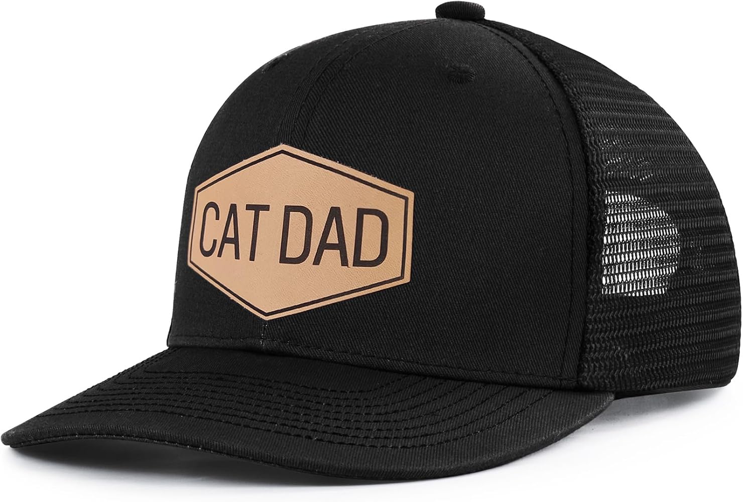 Cat Dad Hat Cat Mom Cap Cat Lover Gift for Fathers Day Leather Patch Trucker Hat