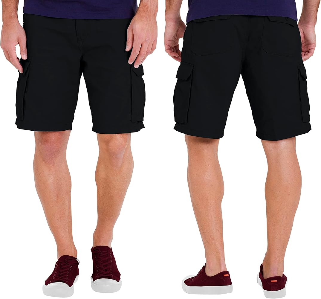 Mens Cargo Shorts Relaxed Fit Summer Combat Casual 100% Cotton 6 Pockets Essentials Work Half Pants 32W-44W