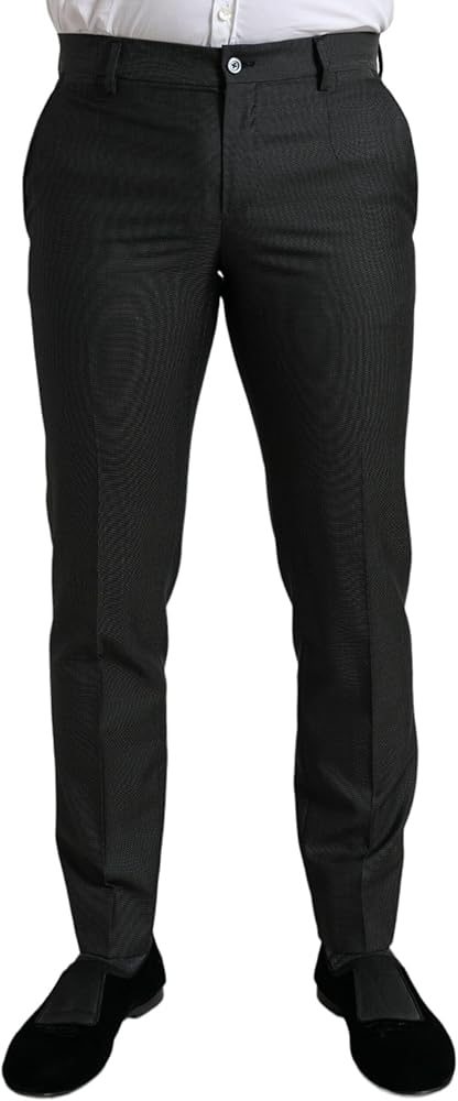 Dolce & Gabbana Elegant Dark Grey Skinny Dress Men's Pants