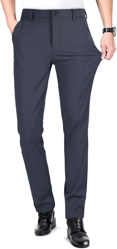 GINGTTO Mens Slim Fit Dress Pants Stretch Tech Tapered Golf Pants for Men Wrinkle Free