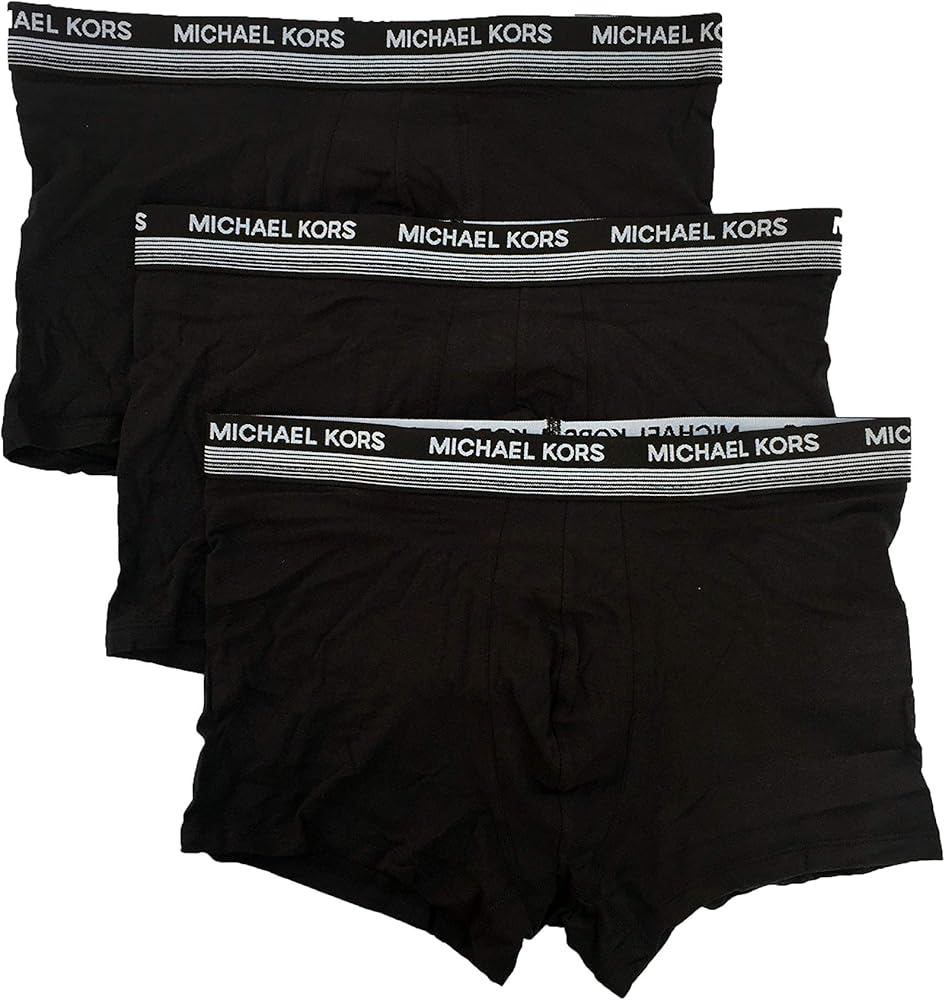 Michael Kors Men`s Ultimate Touch Stretch Pima Modal Trunks 3 Pack (Black(9BR1T10933-001)/Black, Small)