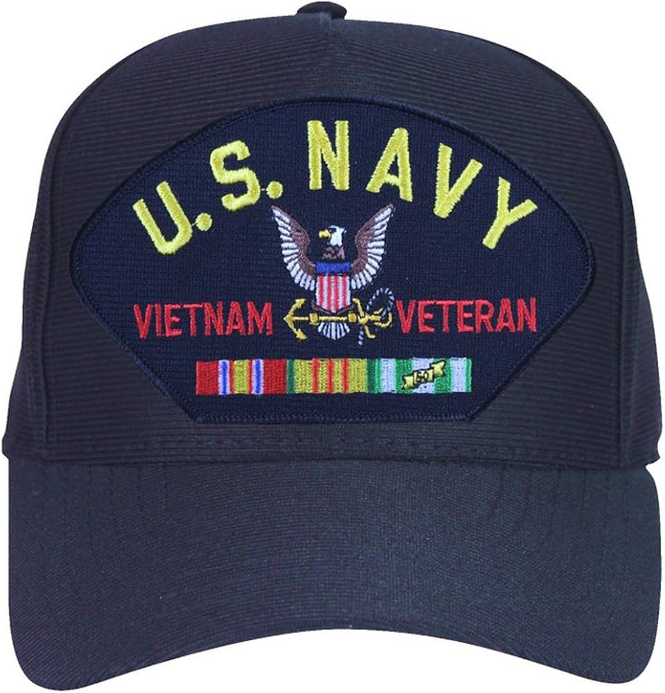 U.S. Navy Vietnam Veteran Cap with Logo and Ribbons Ball Cap. Made in USA