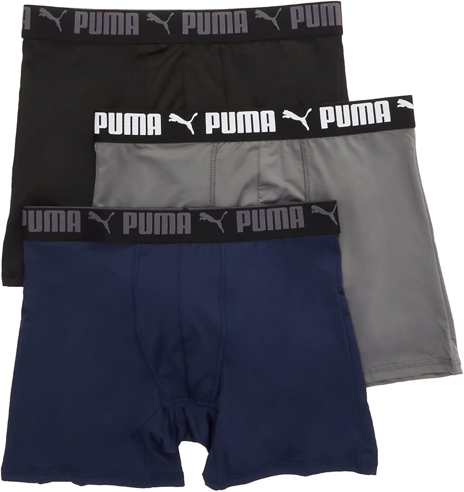 Puma Men's Boxer Briefs Underwear 3-Pairs Performance Athletic Navy Combo Sz. L