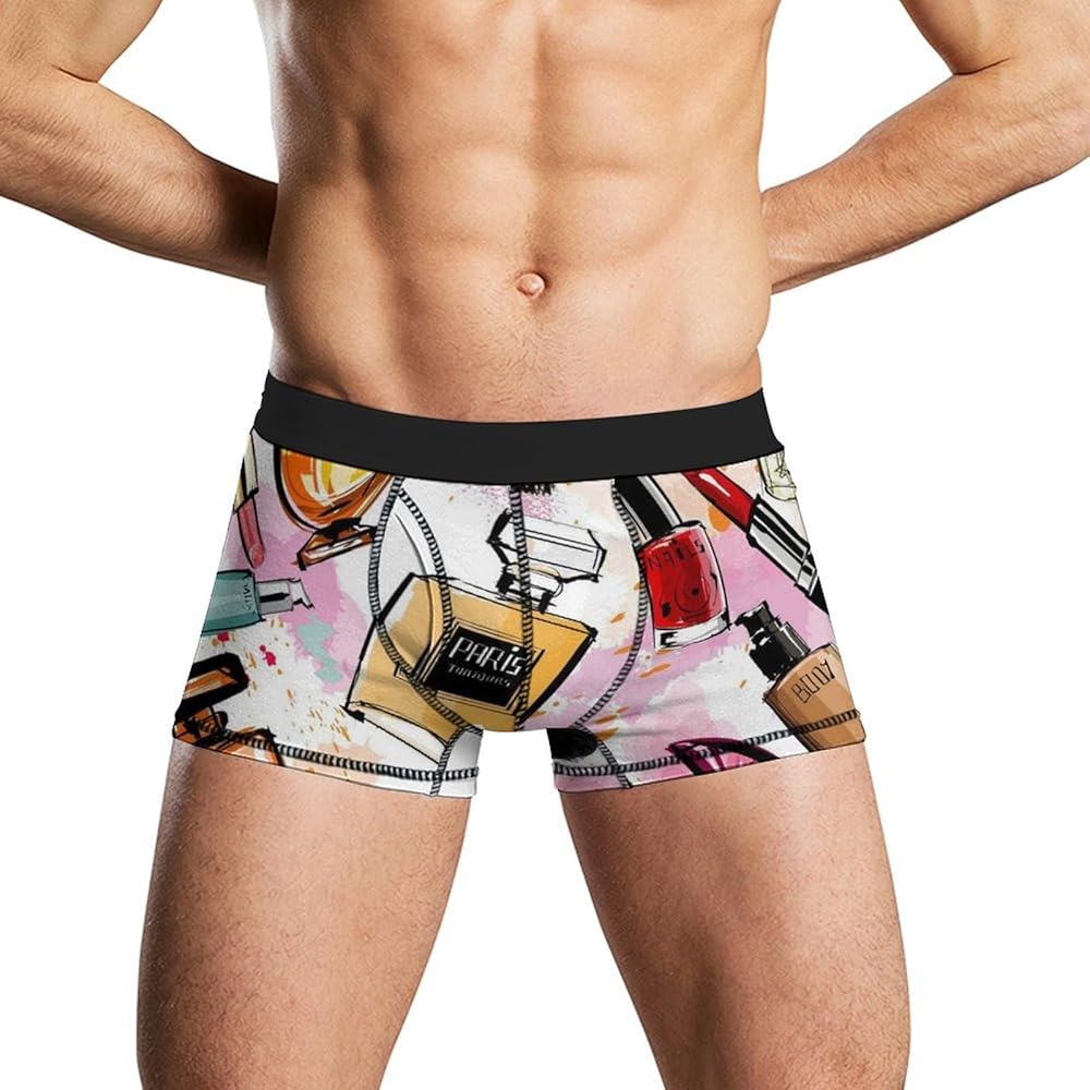 Lipstick Fashion Cosmetic And Makeup Theme Men's Boxer Briefs Soft Lightweight Underwear Stretch Trunks