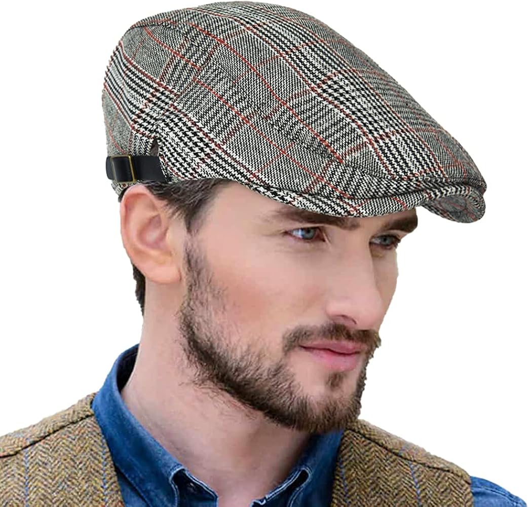 DOCILA Classic Plaid & Stripe Newsboy Cap for Men Women Cotton Flat Ivy Gatsbay Hat Irish Outdoor Cabbie Beret Hat