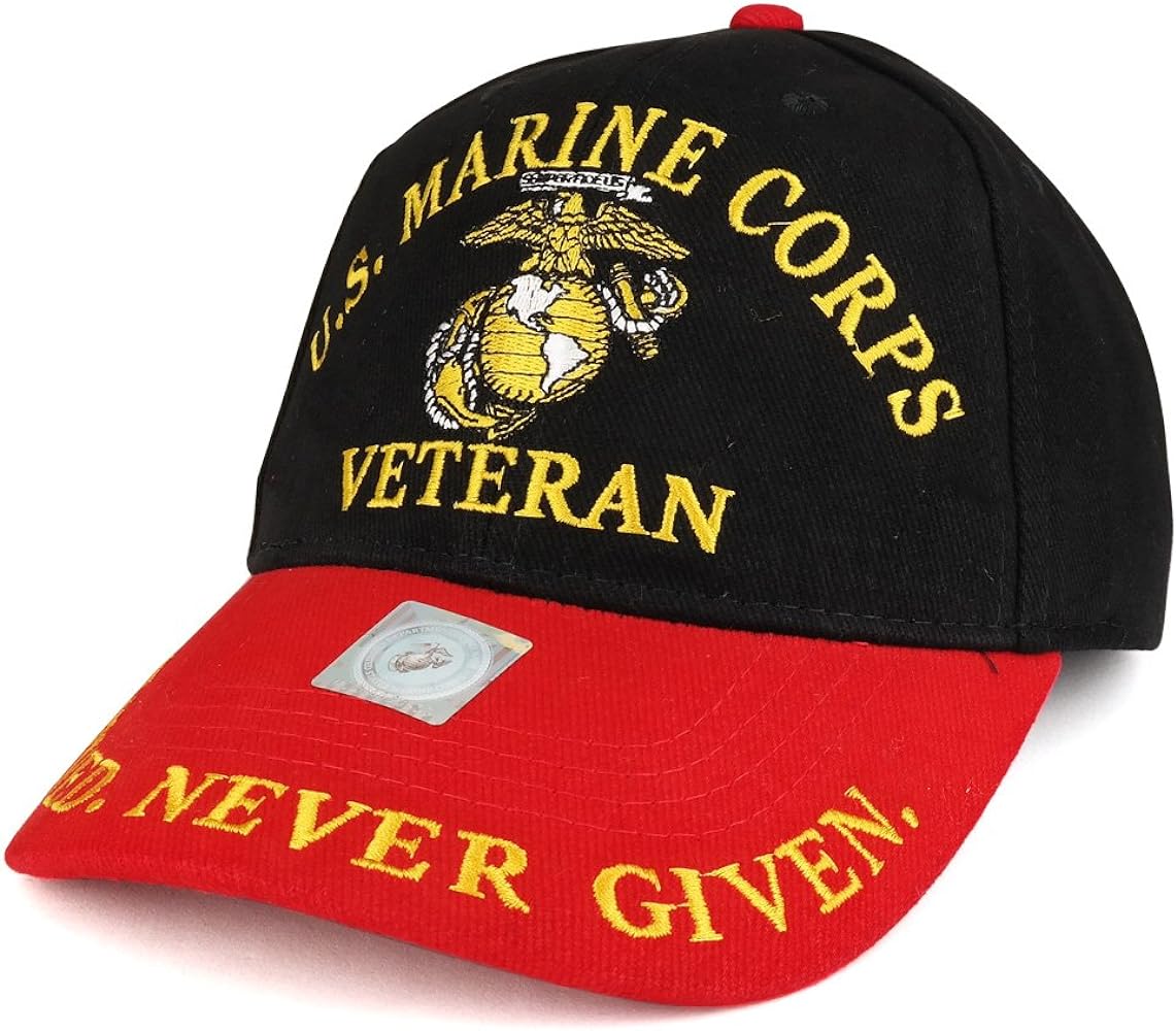 Officially Licensed US Marine Corps Veteran Embroidered Cotton Baseball Cap