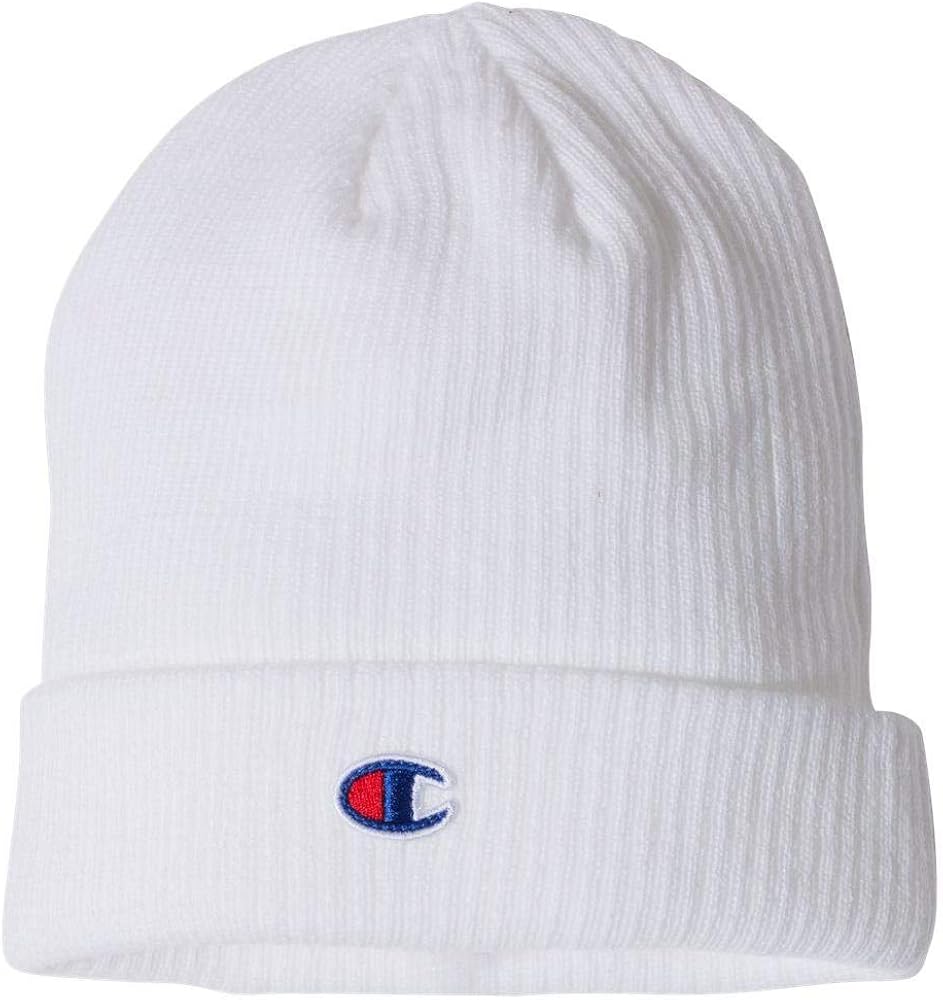 Champion Ribbed Knit Cap One Size White