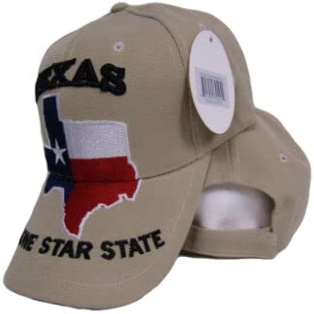 Trade Winds State of Texas Lone Star Map Flag Khaki Acrylic Embroidered Cap Hat