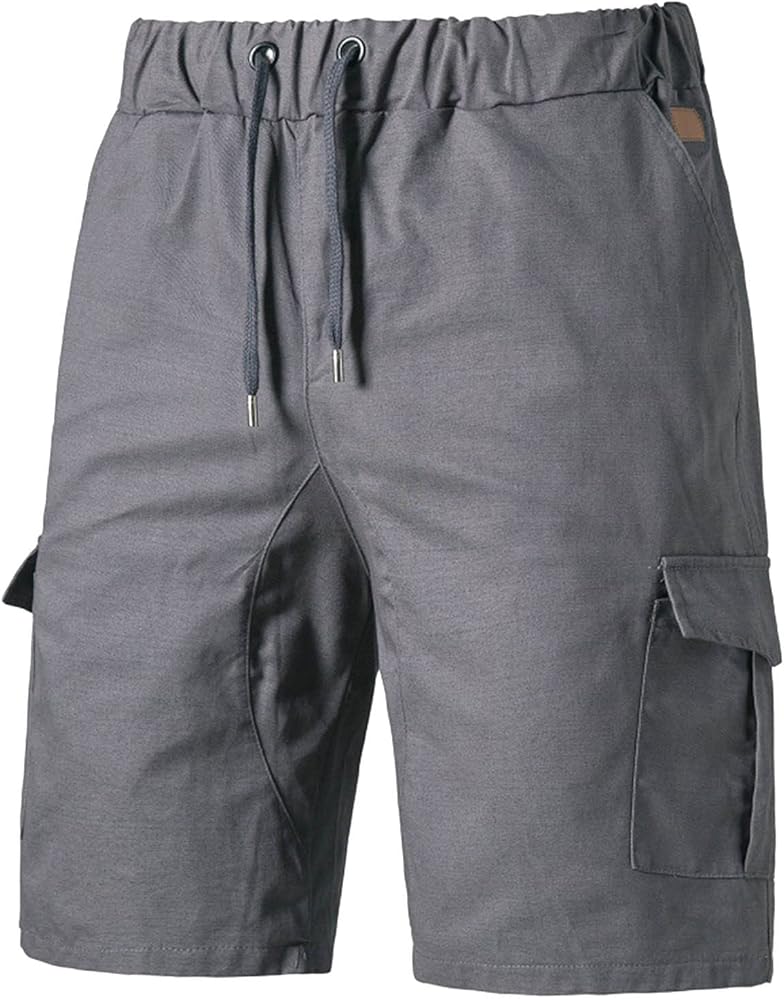 Men's Cargo Shorts Drawstring Work Outdoor Hiking Pants with Multi Pockets Casual Work Shorts, M-3XL