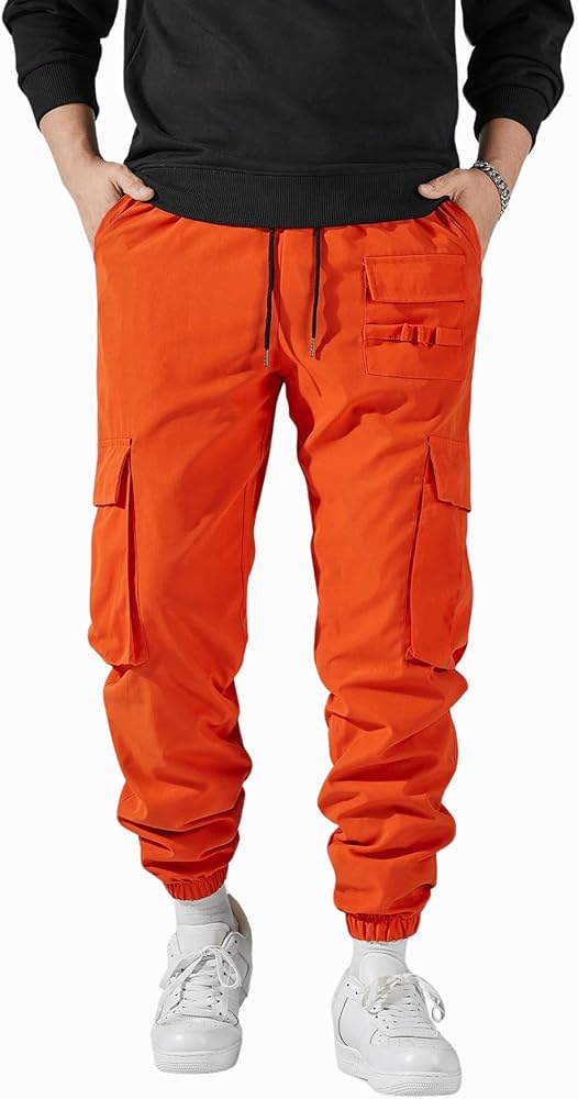 Verdusa Men's Elastic Waist Drawstring Cargo Pants Streetwear Joggers