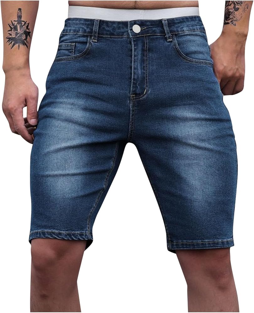 Athletic Denim Short for Mens Loose Leg 2024 Stretchy Comfort Shorts Sport Walk Jean Shorts Lounge Outdoors Pants