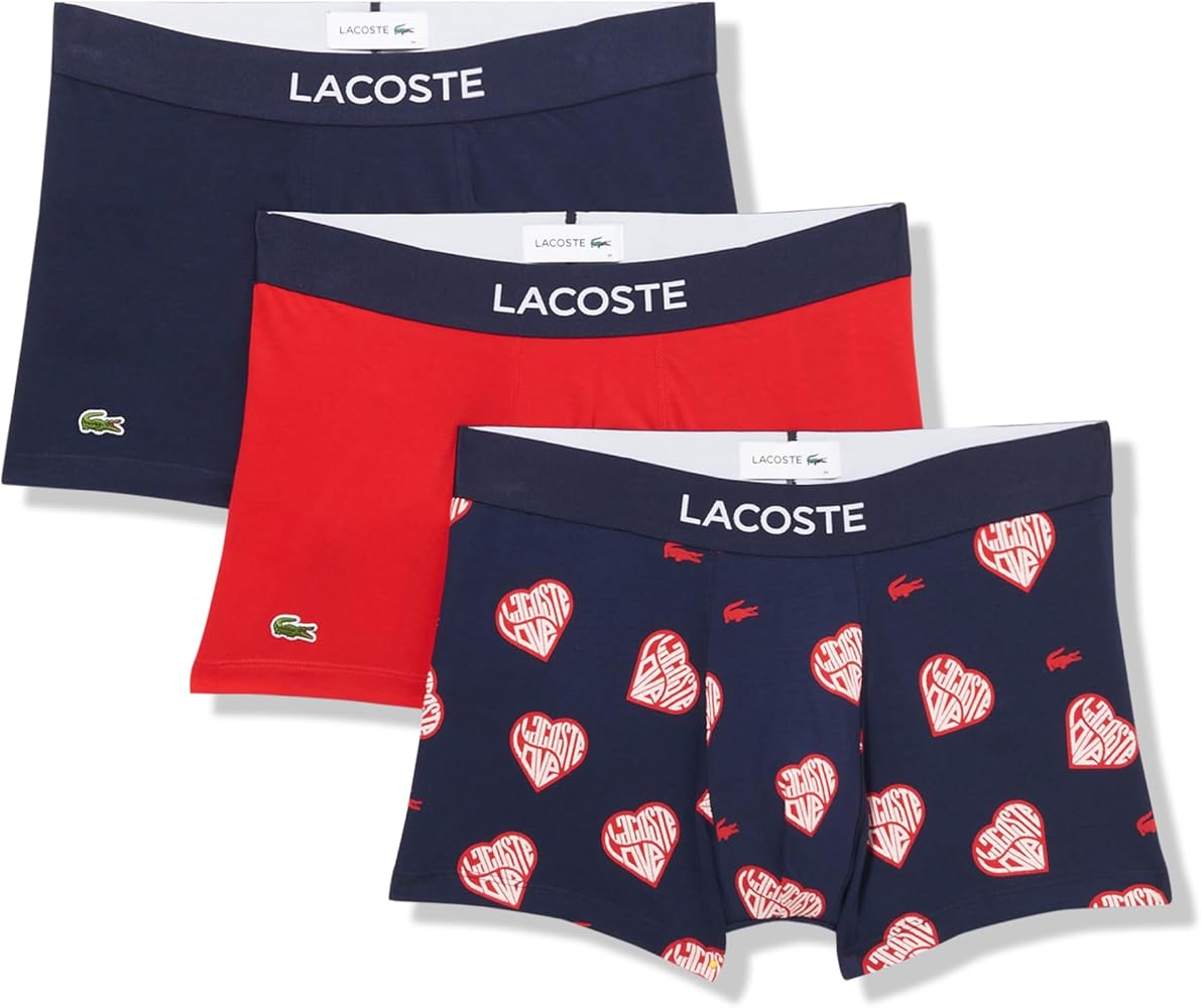 Lacoste Men's 3-Pack Cotton Stretch Valentine's Day Trunk