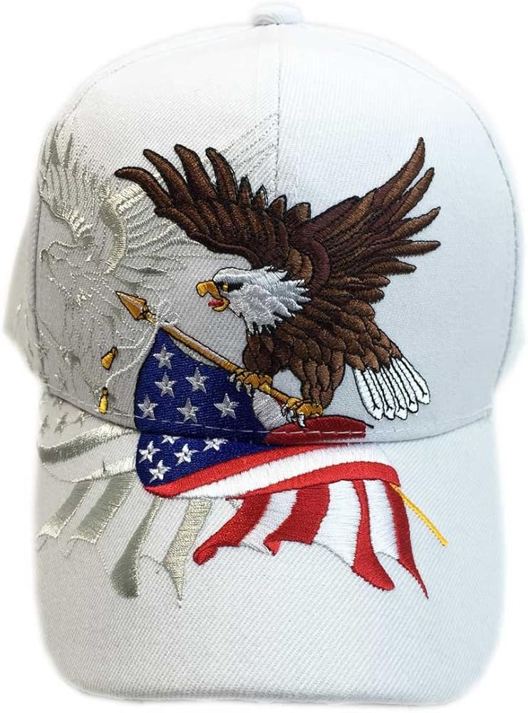 Patriotic USA American Flag Red White Blue Stars Flying Birds Baseball Cap Hat 3D Embroidery