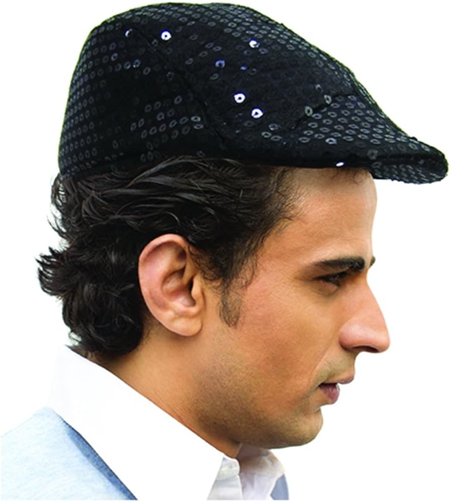 Dress Up America Sequin Newsboy Flat Cap - Cabbie Hat for Men