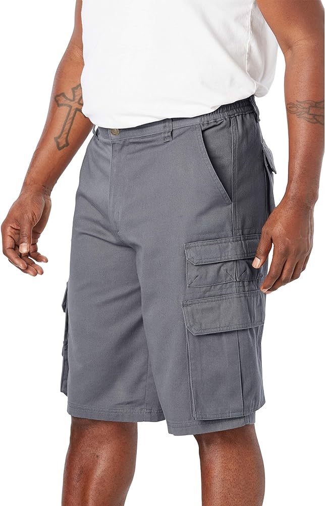 Boulder Creek by KingSize Men's Big & Tall Side-Elastic Stacked Cargo Pocket Shorts