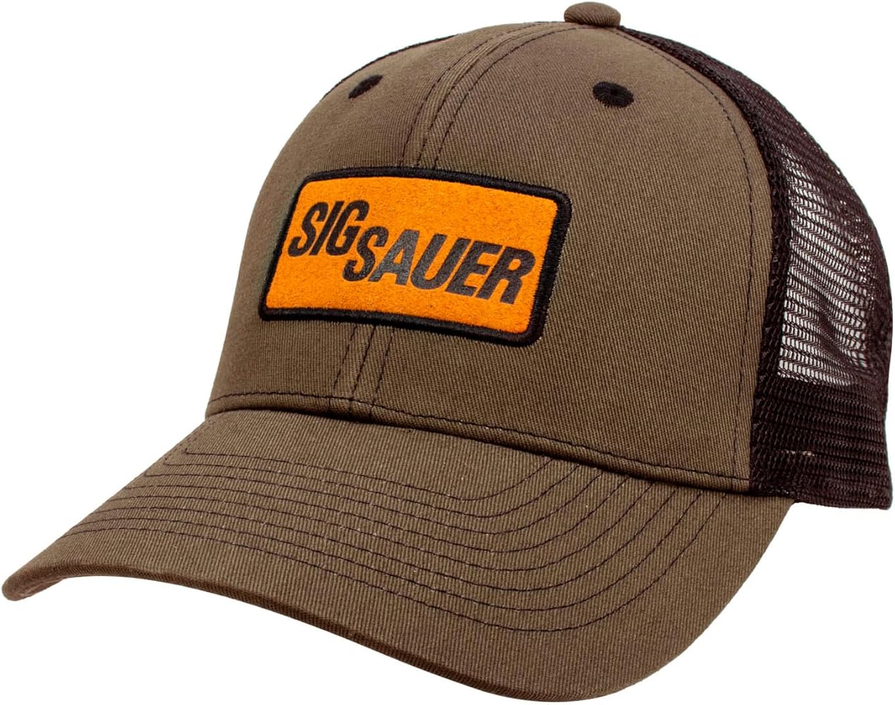 Sig Sauer Unisex Leather Patch Adjustable Breathable Mesh Panels Sports Outdoor Shooting Hunting Military Green Trucker Hat