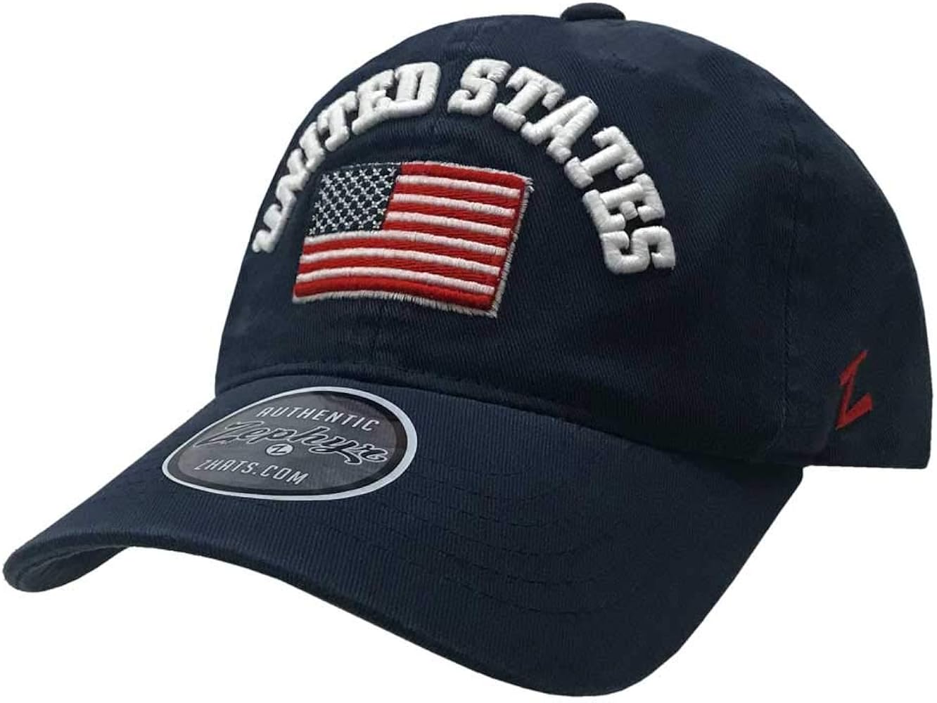 Zephyr United States USA Flag Prewashed Baseball Cap Hat Embroider Patch Adjust Navy