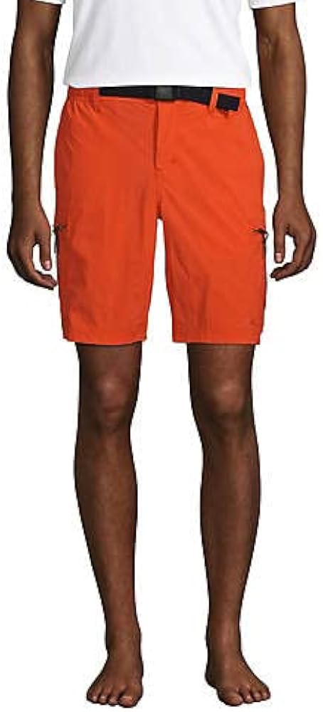 Lands' End Mens Quick Dry 9H Inch Cargo Short No Liner Papaya Orange Regular X-Large